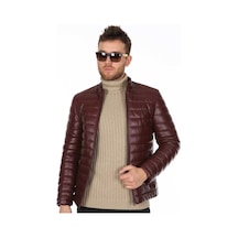 Hakiki Kuzu Derisi Fermuarlı Bordo Kışlık Erkek Ceket Bordo