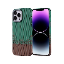 Zore İphone 14 Pro Max Kılıf Magsafe Şarj Özellikli Karbon Fiber Görünümlü Ogaa Nekst Kapak - Yeşil