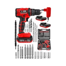Böhrer Bh580x3 Böhr 58v 5 Ah Pro Hummer Red Çift Akülü Yüksek Torq +24 Vidalama Şarjlı Matkap Set