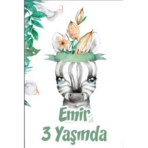 Zebra Temalı Doğum Günü Afişi -3 70x100 Cm