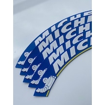 Yeni Model Michelin Mavi Beyaz Büyük Boy 3.2 Cm Lastik Yazısı Etiket Beyaz Yanak 4 Adet