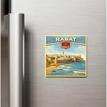 Retro Fas Rabat Şehri Temalı Vintage Buzdolap Magneti 9x9 Cm