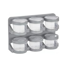 6 Lı Standlı Baharatlık Plastik Şeffaf Kaşıklı Baharat Standı Duvara Asılabilir Ve Masa Üstü Kullanılabilir Baharat Seti Mutfak Organizer 1