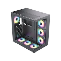 Zoko King Kumandalı ARGB Fanlı Temper Camlı Oyuncu Kasası 7 x 12 CM Siyah
