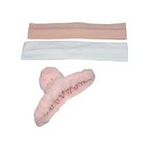 Peluş Toka Ve Saç Bandı Seti Pembe