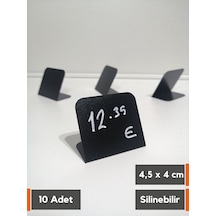 10 Ad Silinebilir Karatahta Etiket Stand 4x4,5 Cm Siyah Etiket