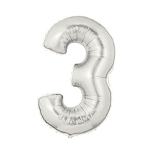 Şekilli Supershape Silver Rakam O Balon 3 Numara .