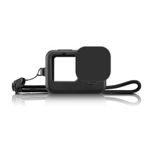 Gopro Hero9 Black Kamera İçin Silikon Korumalı Kılıf - Eldiven Kordon Ve Lens Kapağı İle Siyah