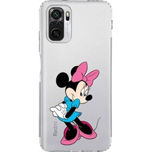 Xiaomi Redmi Note 10 4g Kamera Korumalı Kapak Minnie Mouse Tasarımlı Şeffaf Kılıf Şeffaf
