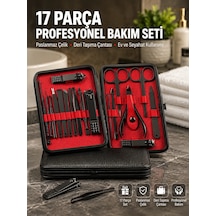 Deri Çantalı Siyah Paslanmaz Çelik 17 Parça Manikür Pedikür Seti 01952727