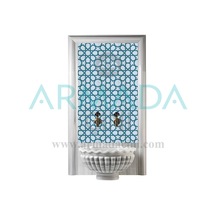 Armada Çini 60X100 CM Sp 89-V Turkuaz Beyaz Serigraf Türk Hamamı
