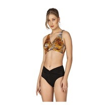 Endeep Kadın Düğüm Detaylı Kruvaze Toparlayıcı Kahverengi Bikini Takımı-kahverengi