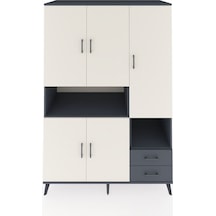 Kronos Dolap 10 Raflı 2 Çekmeceli 5 Kapaklı 132x59x195 Antrasit-aytaşı/antrasit Aytası/antrasıt