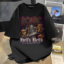 Tarzsokak Rock Serisi Ac/dc Baskılı Unisex Oversize Siyah