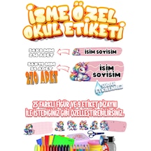 Okul Etiketi Kalem Defter Etiketi İsme Özel Etiket Set07