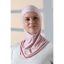 Pratik Boyunluklu Geçmeli Büyük Tesettür Bone - Pembe Pembe