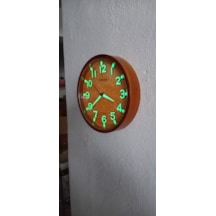 Fosforlu Eskitme Küçük Mini Duvar Saati Çap 22 Cm Sessiz Akar Saniye Eskitme
