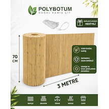Polybotum Premium Doğal Kamış Hasır Balkon Çiti 70x300 Cm Sık Dokuma Dayanıklı Bahçe, Teras Ve Balkon İçin Dekoratif Gizlilik Çiti Sarı - Siyah