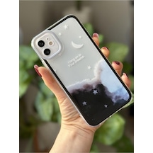 Ayrex Iphone 11 İle Uyumlu Siyah Cyrstal Night Baskılı Şeffaf Kılıf Diğer