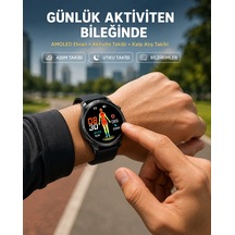 3 Kordonlu Amoled Akıllı Saat Sağlık Takipli Silikon, Deri, Metal