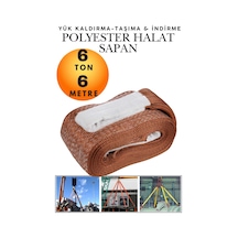 6 Ton 6 Metre Kahve Polyester Sapan - Yüksek Mukavemetli Yük Kaldırma Ve Taşıma Spanzeti - Endüstriyel Sınıf, Güvenli Bağlama Ve Sabitleme Halatı Ağır Yük Taşıma, İndirme ,sabitleme Halatı