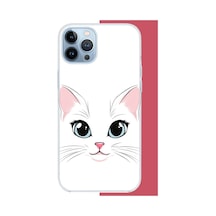 İphone 13 Pro Max Uyumlu Kedi Yüzü Uv Baskılı Silikon Kılıf Renkli