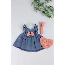 Trendimizbir Fiyonklu Bandanalı Kız Bebek Elbise-4910-somon