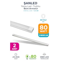 80wat 120 Cm Kristal Yatay Led Bant Armatür-trafolu Beyaz Işık -2 Adet