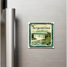 Arjantin Argentina - Posta Pulu Temalı Ülke - Baskılı Buzdolap Magneti Kare - 9x9 Cm