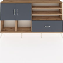Arges Konsol 7 Raflı Tek Çekmeceli 2 Kapaklı 176x30x99 Çam-antrasit Antrasıt - Atlas Çam