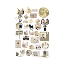 30 Adet Downtown Grunge Y2k Sticker Seti - Etiket Seti Scrapbook Bullet Journal Bej