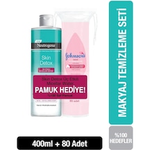 Neutrogena Skin Detox Üç Etkili Micellar Makyaj Temizleme Suyu 400 ML + Johnson's Baby Temizleme Pamuğu 80 Adet