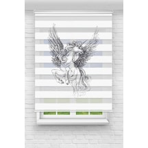 Perdecizade Enxboy Kanatlı At Dijital Baskılı Zebra Perde-cocuk Odası-stor Perde Renkli