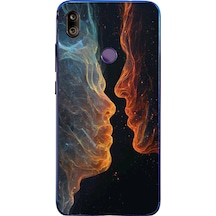 Redmi Note 7 Uyumlu Kavuşan Çizgiler Baskılı Silikon Kılıf Renkli