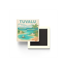 Tuvalu - Tuvalu - Paper Cut Art - Baskılı Buzdolap Magneti Kare - 9x9 Cm