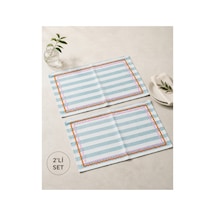 Mavi Çizgili Pembe - Turuncu Biyeli Amerikan Servisi 2'li Set 33x44 Cm Sofra Ve Masa Düzeni Dekoru Mavi - 887012824 Mavi