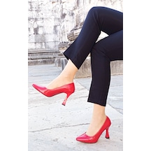 Gdt Ayakkabı Kırmızı Rugan Kadeh Topuklu Kadın Stiletto 001