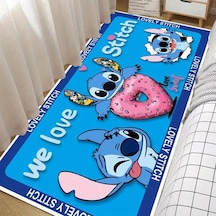 Fochsia Happy Disney Stitch Yoga Matı Lilo Donut Desenli Katlanır Yıkanabilir Halı