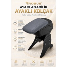 Trobus Fiat 500 2007-2026 Uyumlu Füme Ayaklı Sürgülü Kolçak Ayarlanabilir Yükseklikli
