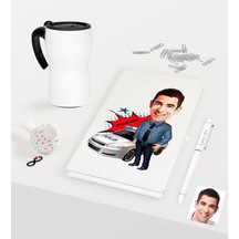 Kişiye Özel Bay Trafik Polisi Karikatürlü Beyaz Defter Kalem Term
