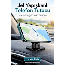Jel Yapışkanlı Döner Başlıklı Araba Telefon Tutucu Siyah