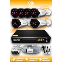 Elitcam 6 Kameralı Uzay 6 Dış Kamera Set HDD'siz Full HD Gece Görüşlü Güvenlik Kamerası Sistemi