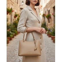 Just Polo Özel Tasarım Premium Kadın El Çantası - Elit Zarif Ve Şehirli Stil Shopper Vizon