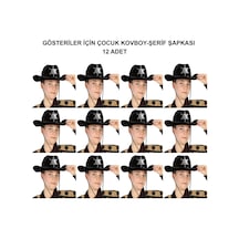 Kovboy - 387 - Şerif Şapkası Siyah 12 Adet - Kostüm, Parti Ve - Ece-umay - Gösteri Şapkası