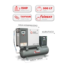 Hava Kompresörü Depo Üstü Vidalı 15hp 500lt Gpv15a