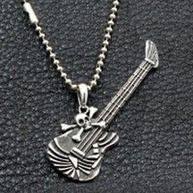 Gitar Kuru Kafa Kolye 925 Ayar Gümüş Kaplama Gümüş