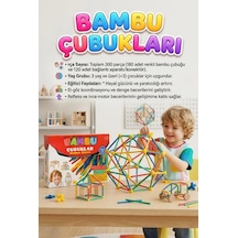 Bambu Çubuklar 300 Parça Eğitici Yapım Seti - Zeka Geliştirici İnşa Blokları Oyuncak