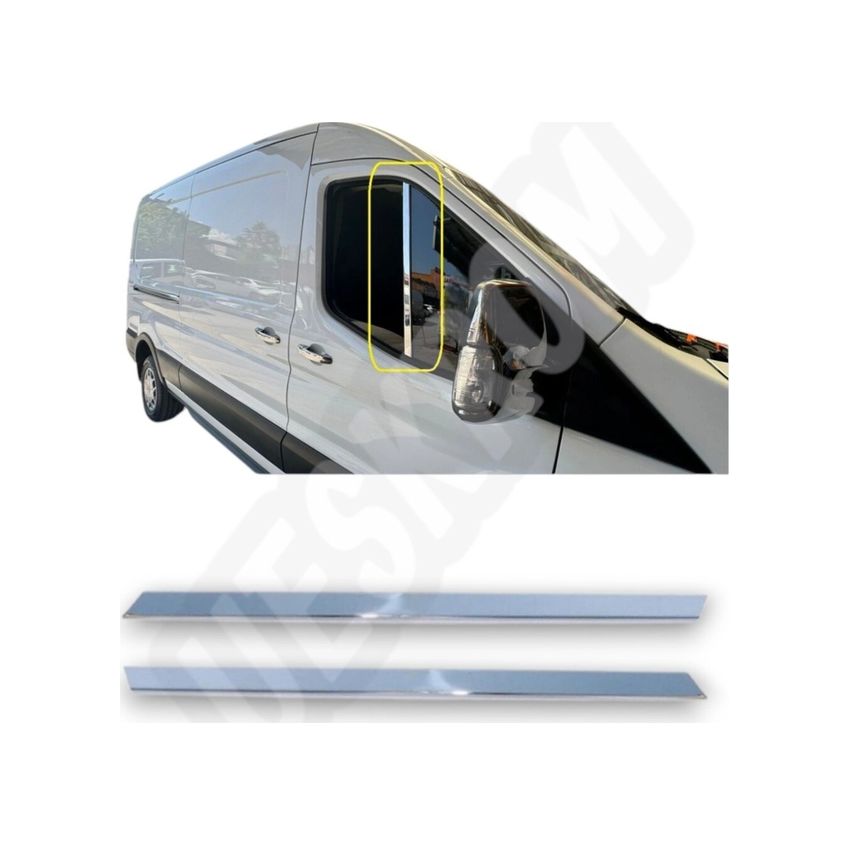 Ueskrom Ford Transit Krom Cam Direk Çıtası 2003-2013 Uyumlu 2 Prç.
