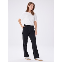 Faik Sönmez Relax Kendinden Simli Straight Fit Örme Pantolon W27pnt036 Uw27pnt03610 Siyah