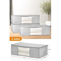 3 Adet - Pencereli Boy Altı Gri Benekli Hurç 74 X 46 X 22 Cm